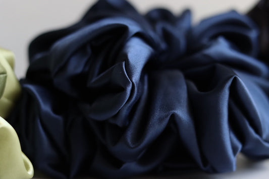 Silk Hair Scrunchie | Wavy Blue Scrunchie | Sewextraordinary
